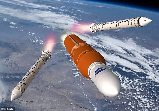 A hot fire test will show that the engines, tanks, fuel lines, valves, pressure system, and software work together as needed for the day of the launch.  Artist's impression of the SLS