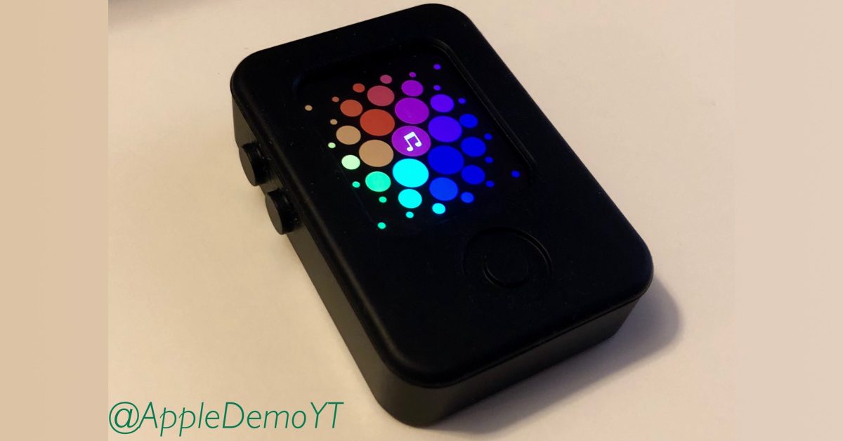 The images show an incognito prototype of an Apple Watch running with pre-installed watchOS software