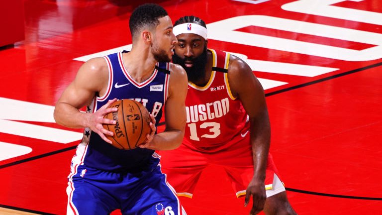 76ers star Ben Simmons and Nets star James Harden with Rockets